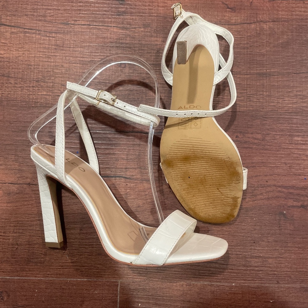 1 WEEK FINAL LAST CHANCE ALDO White Ankle Strap High Heel Sandals